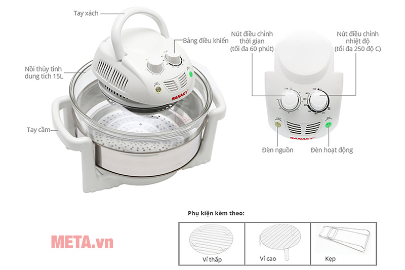Lò nướng thủy tinh Sanaky VH 158T 15 lít
