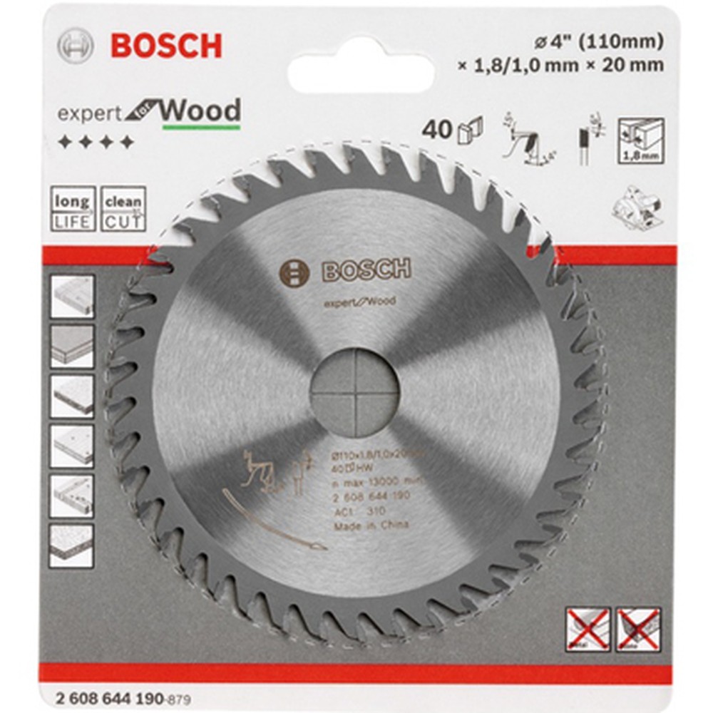 Lưỡi cưa gỗ Bosch 2608644190 110 mm 40 răng