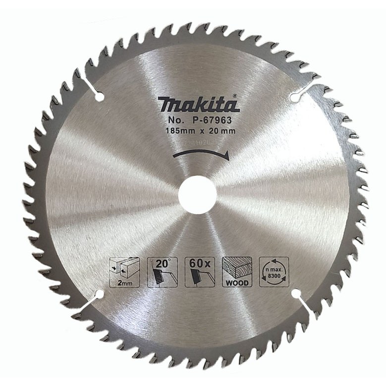 Lưỡi cưa gỗ Makita P-67963 185 mm 60 răng – lỗ trục 20 mm