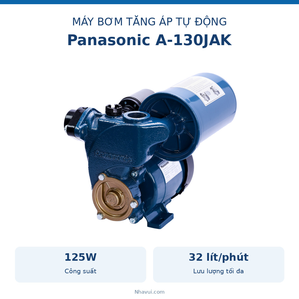 Máy bơm tăng áp tự động Panasonic A-130JAK 125W lưu lượng 32 lít/phút