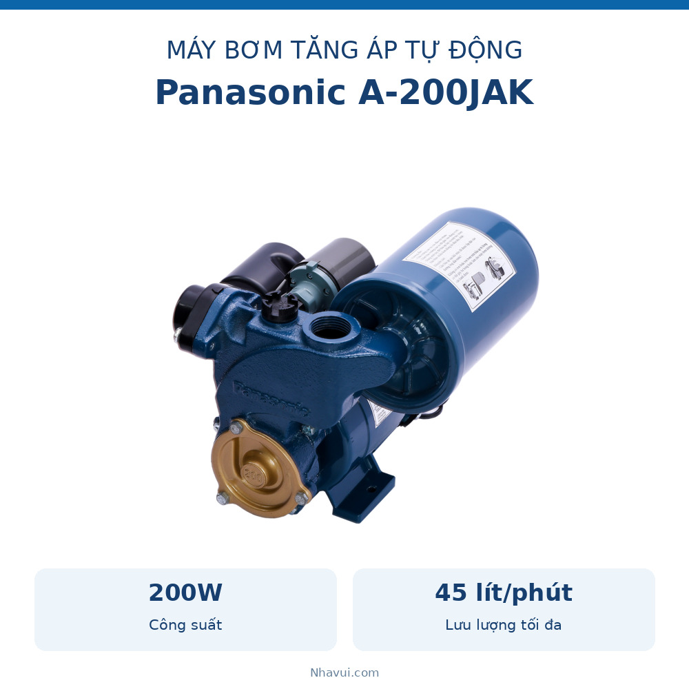 Máy bơm tăng áp tự động Panasonic A-200JAK 200W lưu lượng 45 lít/phút