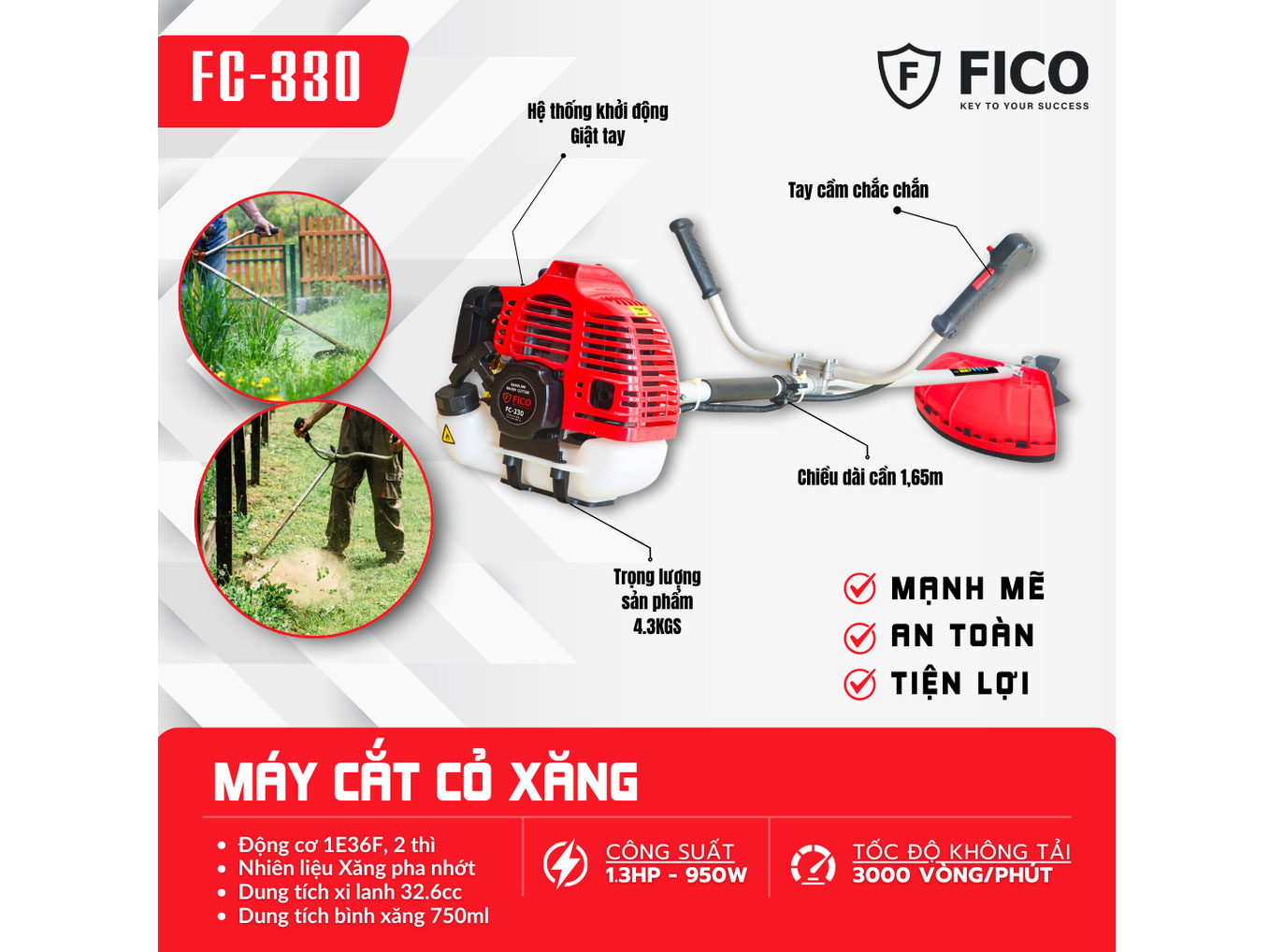 Máy cắt cỏ chạy xăng 2 thì Fico FC-330H