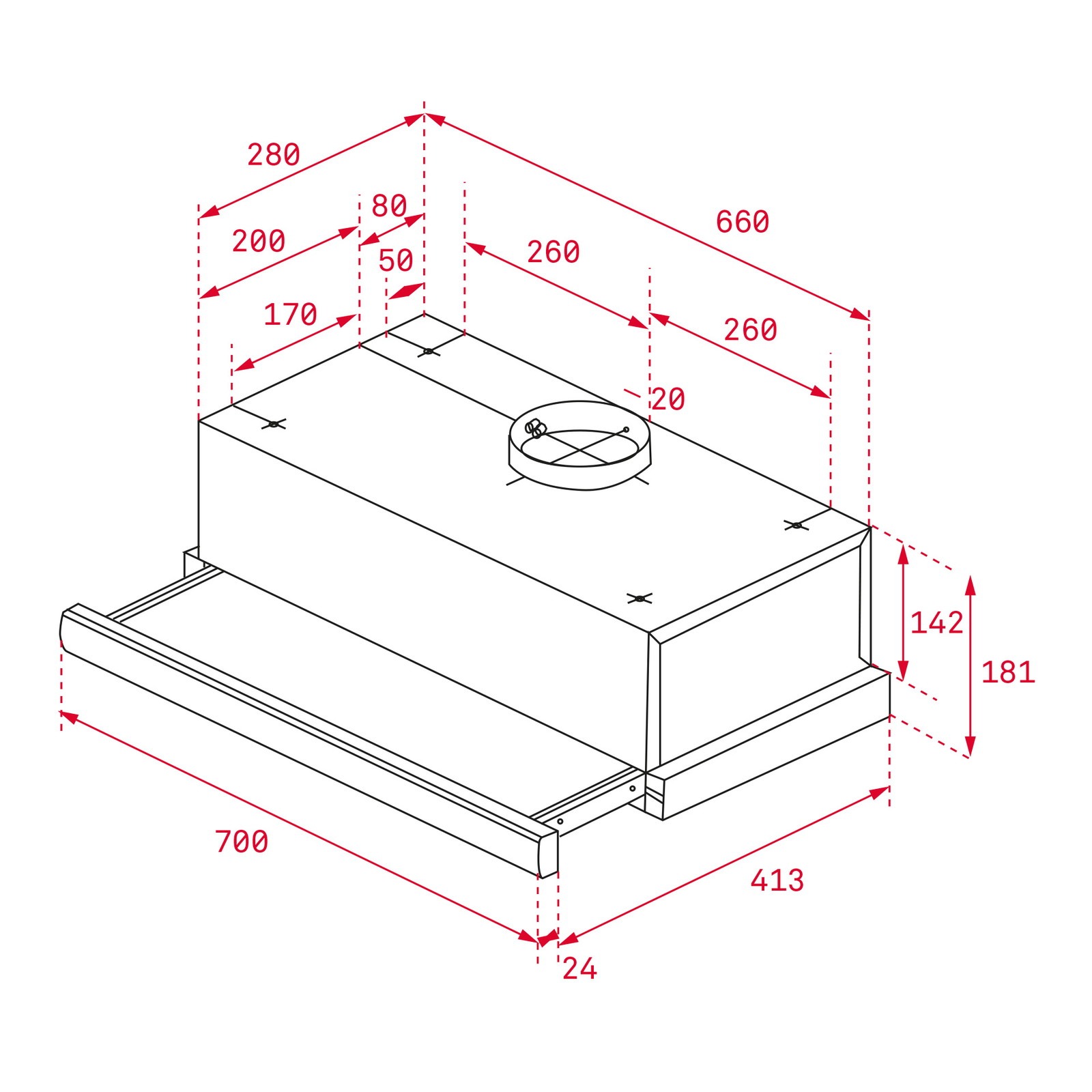 Máy hút mùi âm tủ dạng kéo Teka TL 7310 70 cm