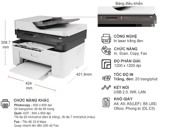 Máy in laser đa chức năng HP Laser MFP 137FNW (4ZB84A)