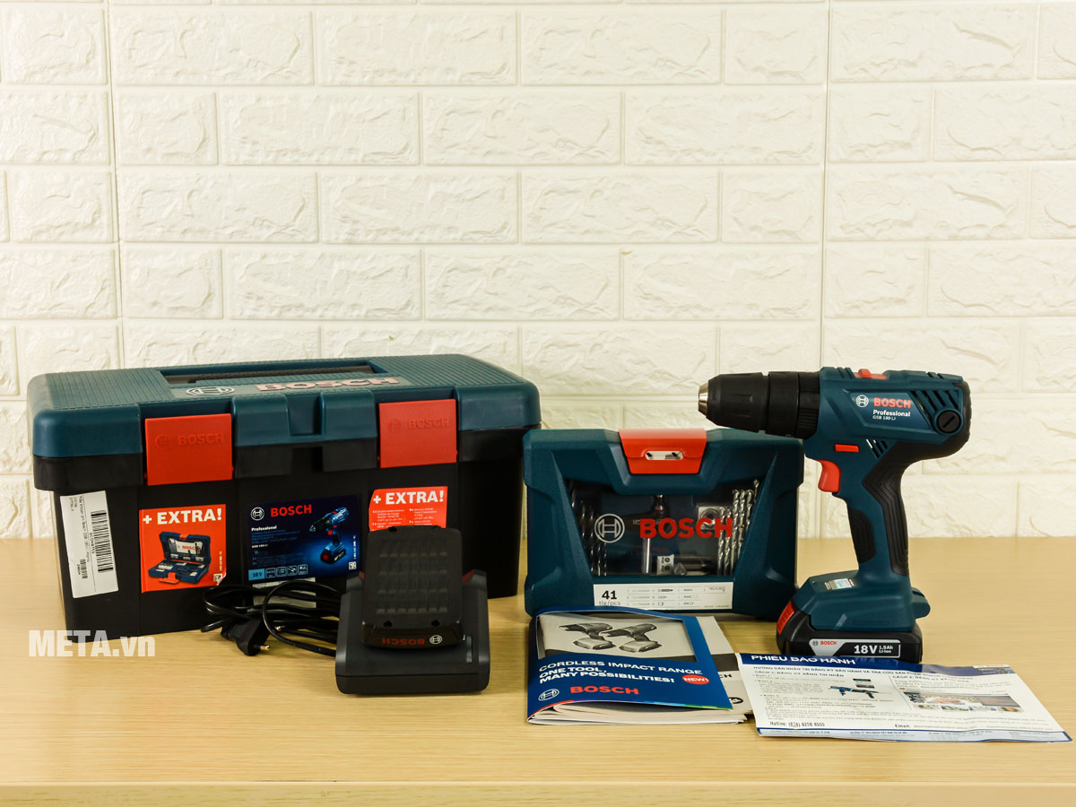 Máy khoan vặn vít dùng pin Bosch GSB 180-LI Promo (06019F83K2)