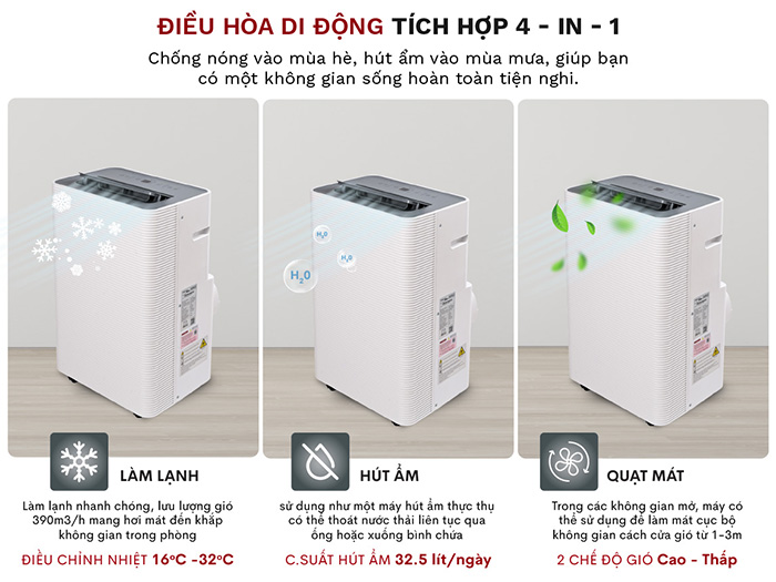 Máy lạnh di động FujiHome PAC14 14.000BTU