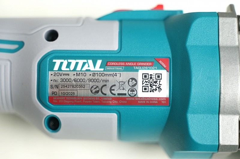 Máy mài góc dùng pin 20V Total TAGLI261021 đá 100 mm (kèm 1 pin 4.0Ah, 1 sạc)