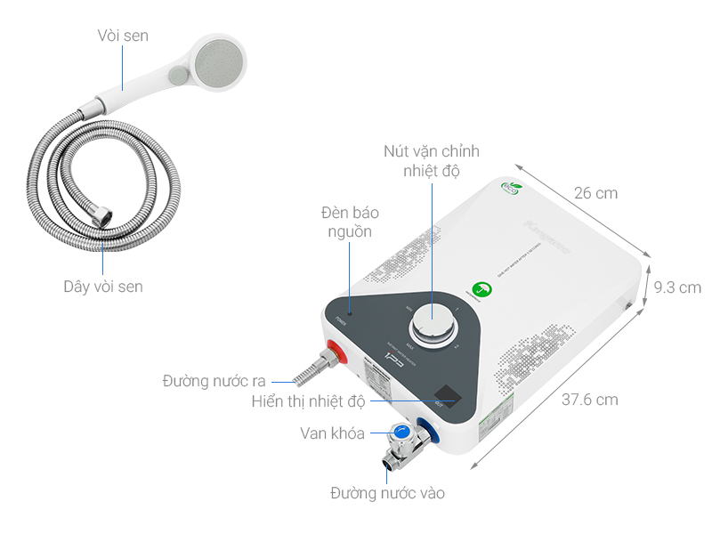 Máy nước nóng trực tiếp Kangaroo KG588WP 4.000W có bơm