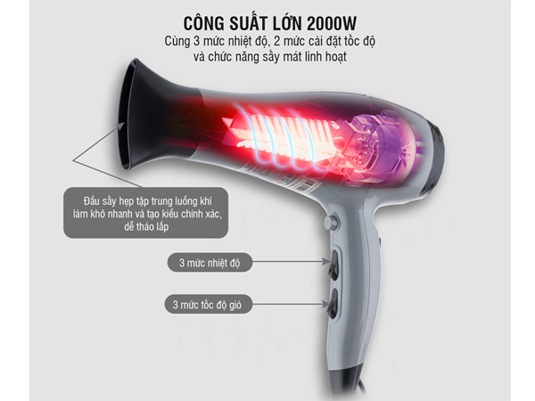 Máy sấy tóc tạo ion âm Nagakawa NAG1606 2000W