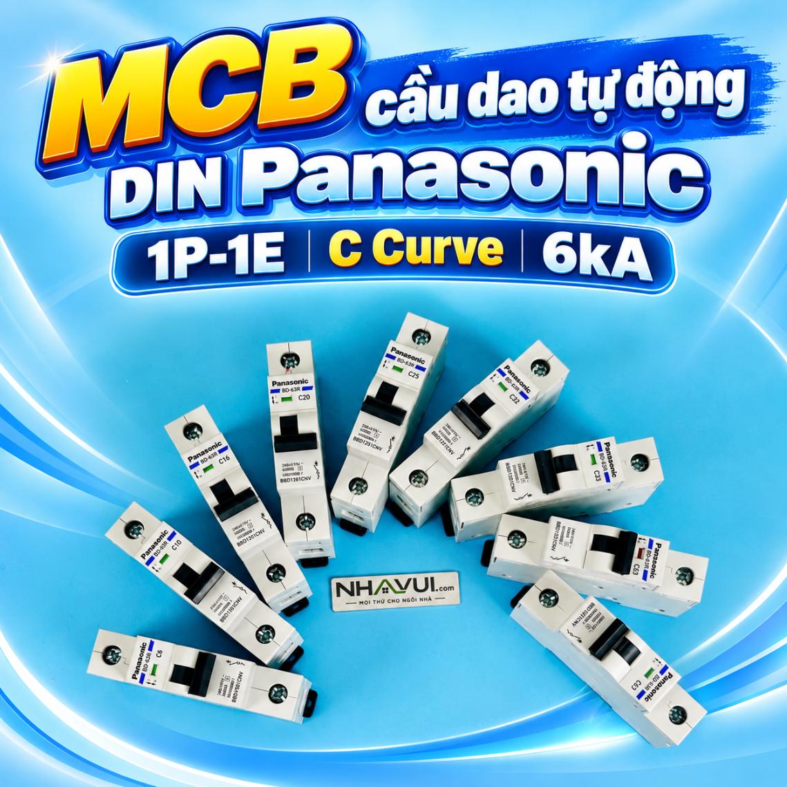 MCB cầu dao tự động DIN Panasonic 1P-1E C Curve 6kA