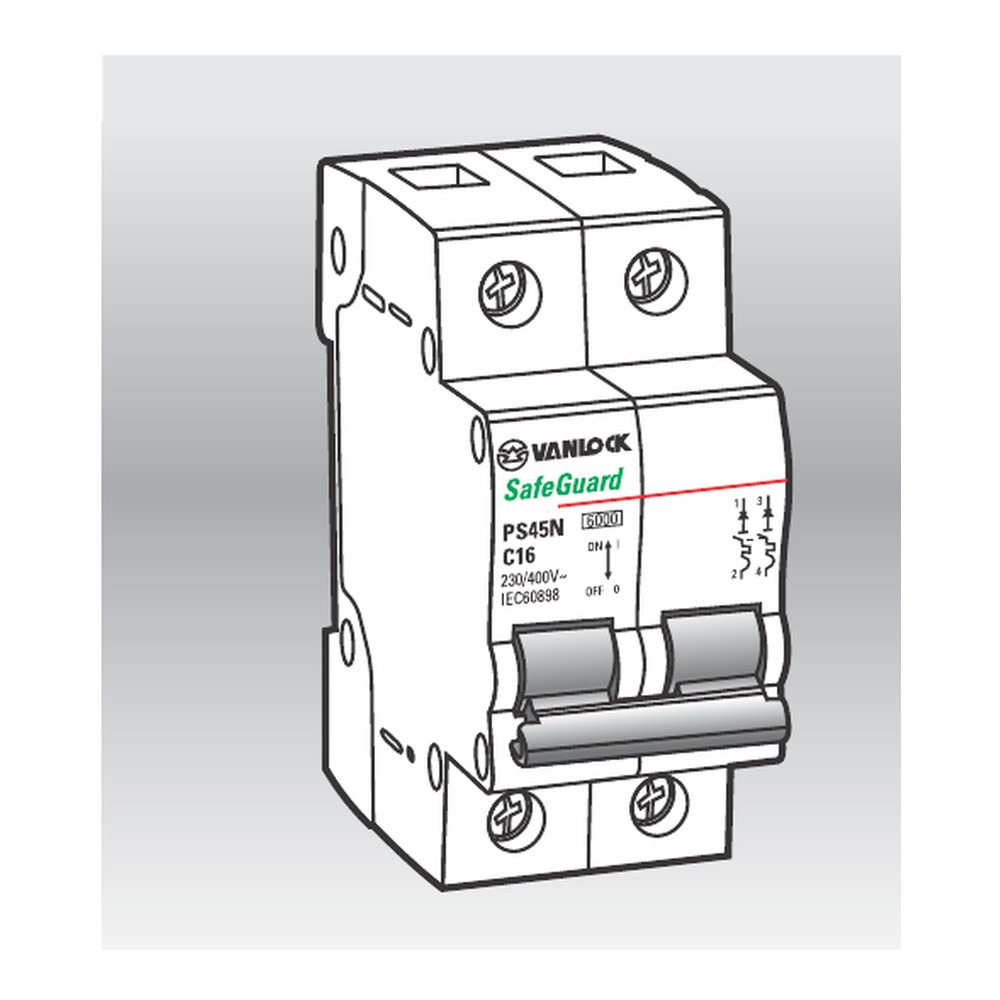 MCB tép Sino PS45N 2 cực 4.5kA – 10A–63A, cầu dao tự động (MCB) 2 cực, chính hãng