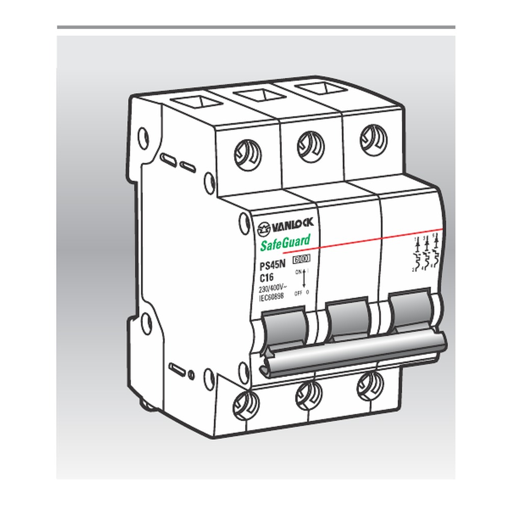 MCB tép Sino PS45N 3 cực 4.5kA – 10A–63A, cầu dao tự động (MCB) 3 cực, chính hãng
