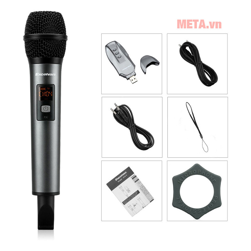 Micro karaoke không dây Excelvan K18V (1 mic, VHF)