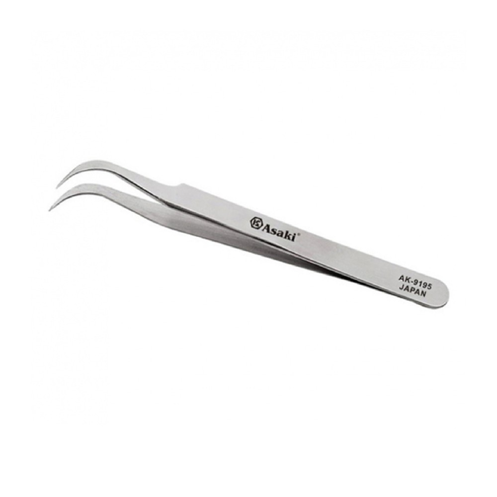 Nhíp inox gắp linh kiện mũi cong Asaki AK-9195 120 mm