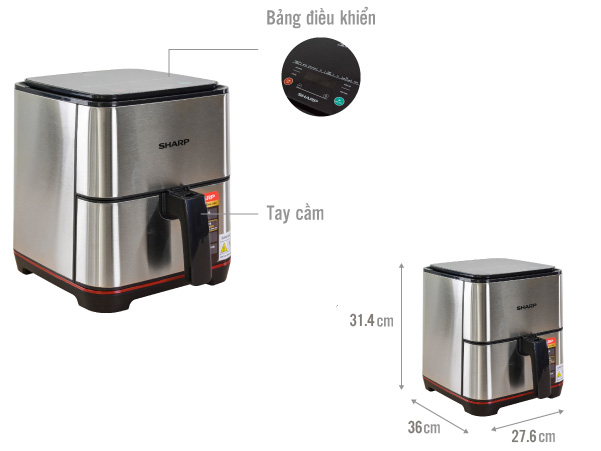 Nồi chiên không dầu Sharp KF-AF50EV-ST 5 lít