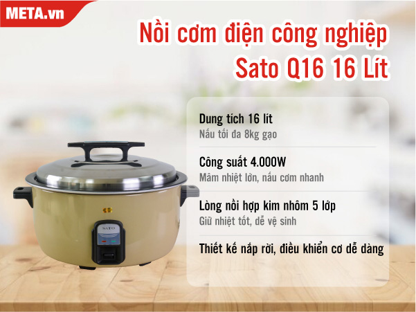 Nồi cơm điện công nghiệp Sato 160C011 (Q16) 16 lít