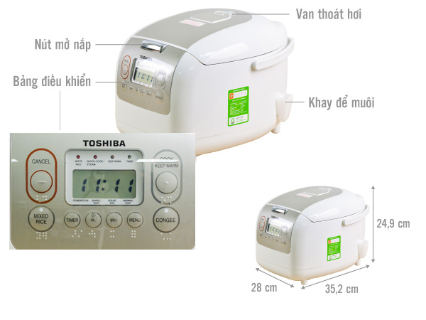 Nồi cơm điện tử Toshiba 1.8 lít RC-18NTFV(W)