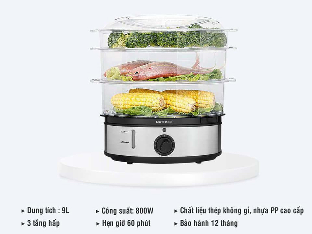 Nồi hấp điện thông tầng Natoshi S-09 9 lít