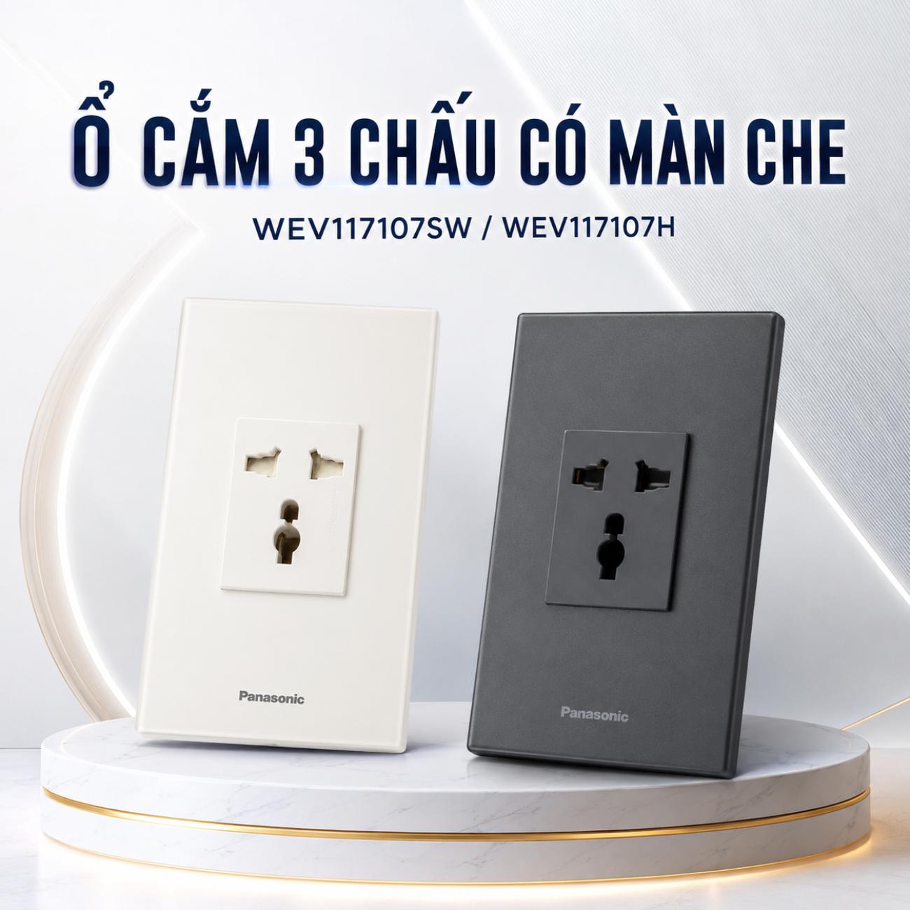 Ổ cắm 3 chấu có màn che Panasonic WIDE Series