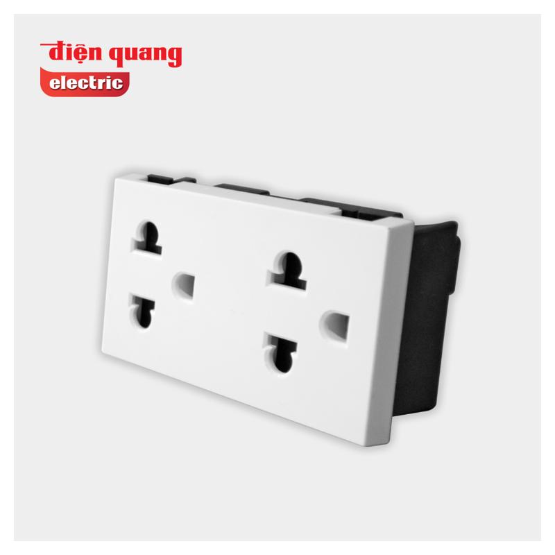 Ổ cắm đôi 3 chấu âm tường DQHome ĐQ IW1 O3PD W (set 3 cái, trắng)