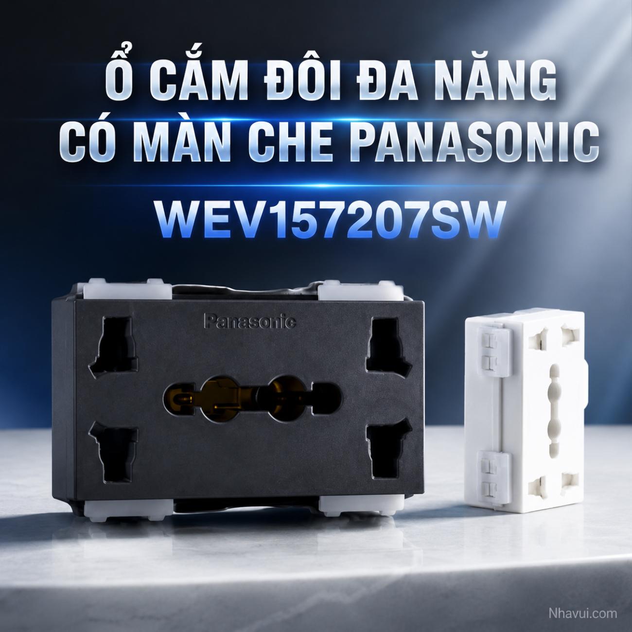 Ổ cắm đôi đa năng có màn che Panasonic WIDE Series