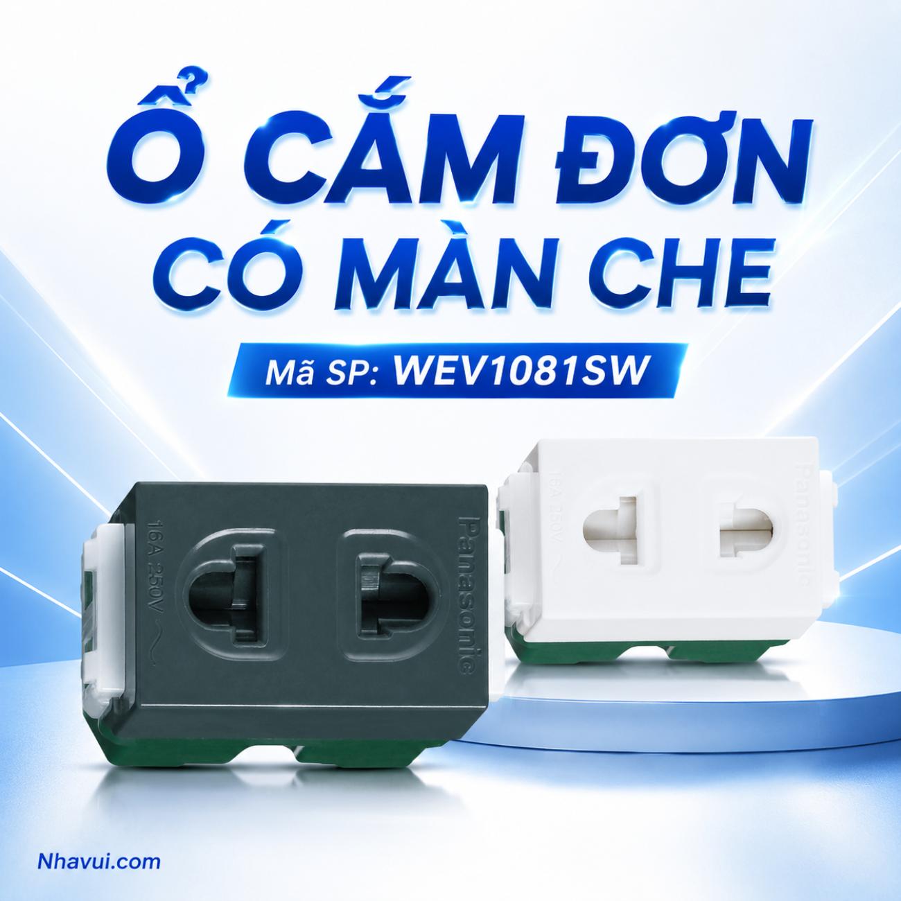 Ổ cắm đơn có màn che Panasonic WIDE Series 250VAC – 16A