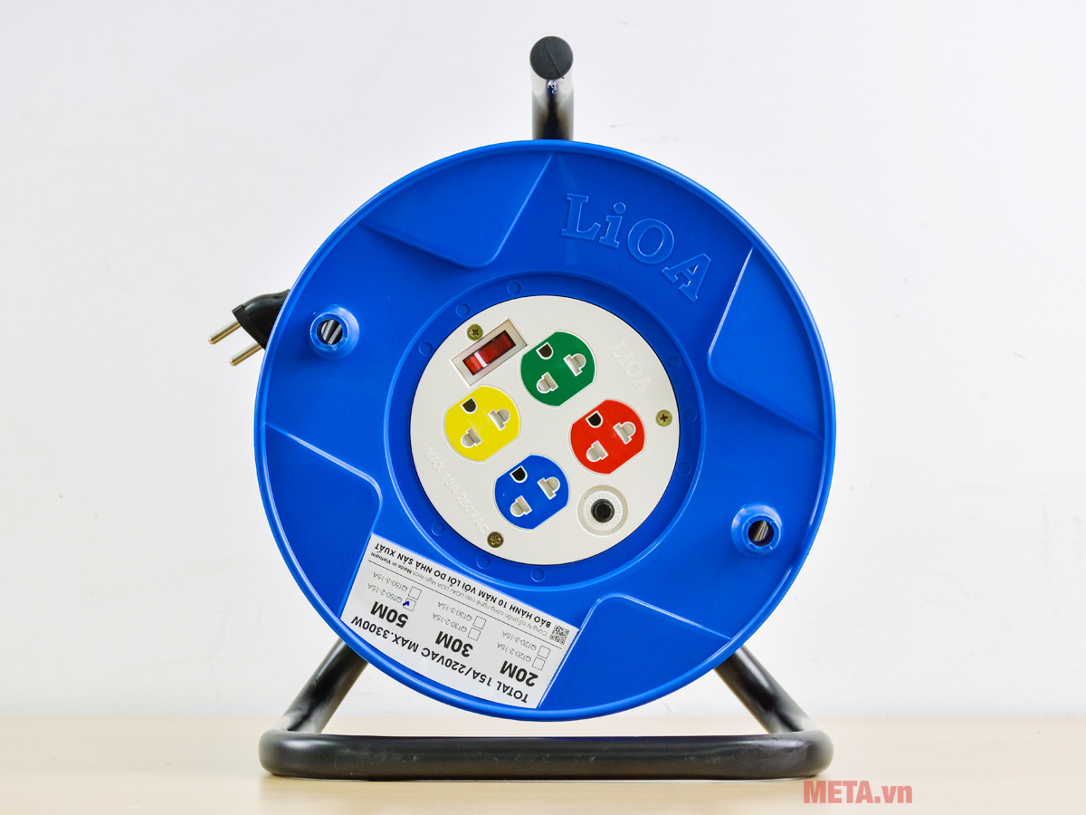 Ổ cắm kéo dài kiểu rulo LiOA QT50-2-15A dây 50m
