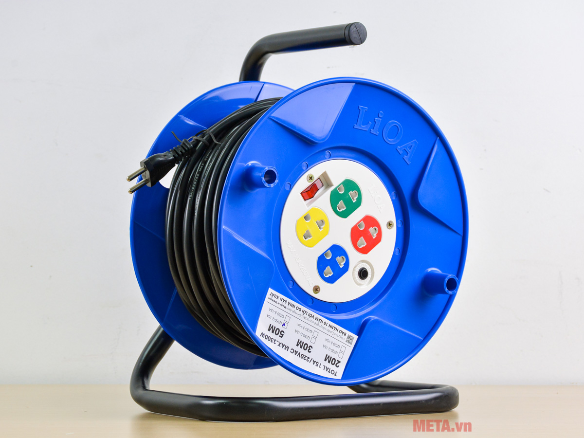 Ổ cắm kéo dài kiểu rulo LiOA QT50-2-15A dây 50m