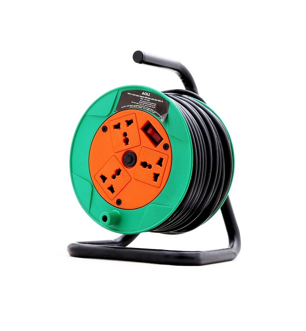 Ổ cắm quay tay kiểu rulo LiOA QT20-2-15A dây 20 m 15A
