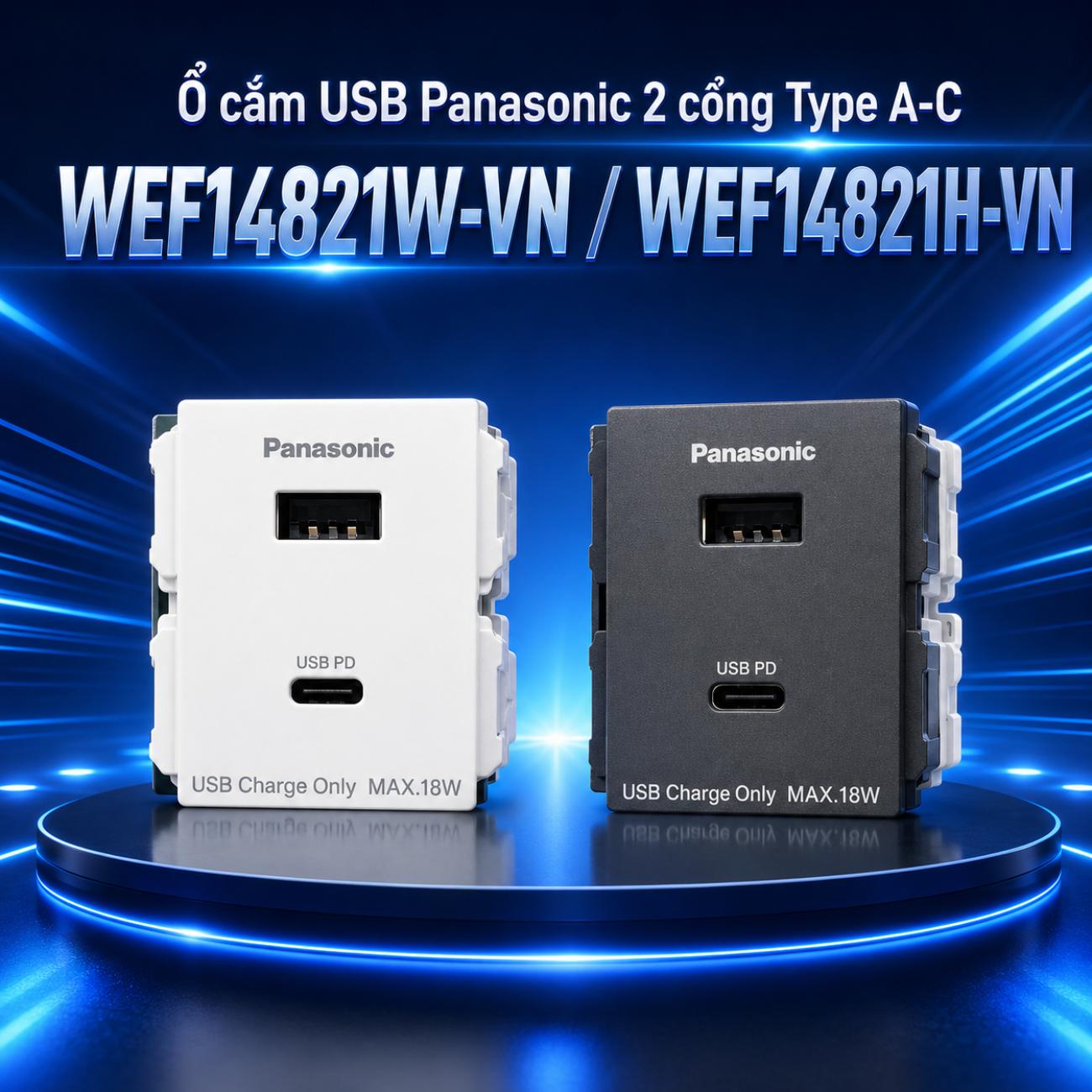 Ổ cắm USB Panasonic 2 cổng Type A-C / A-C Type 2-Port USB Charger