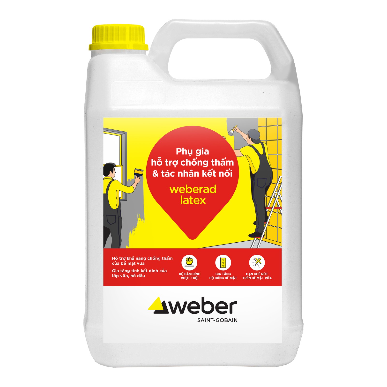 Phụ gia chống thấm và kết nối Weber weberad latex can 5 lít
