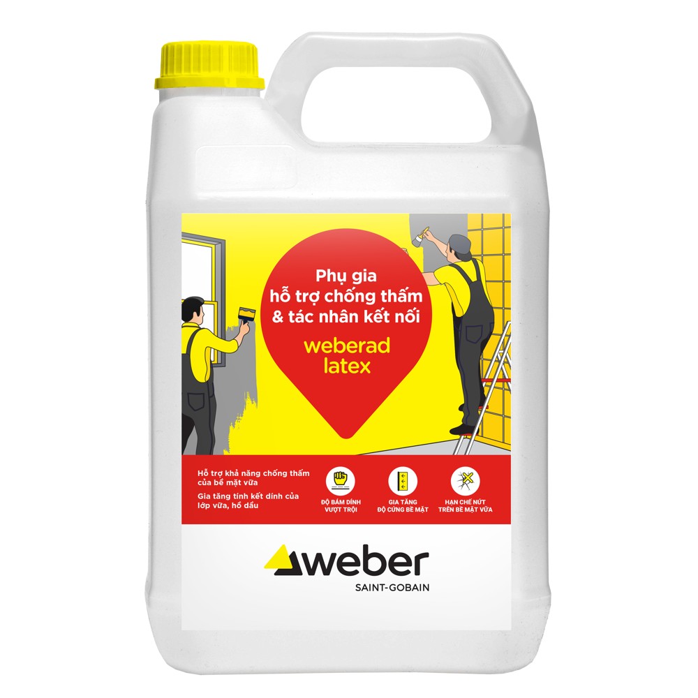 Phụ gia chống thấm và kết nối Weber weberad latex can 5 lít chính hãng