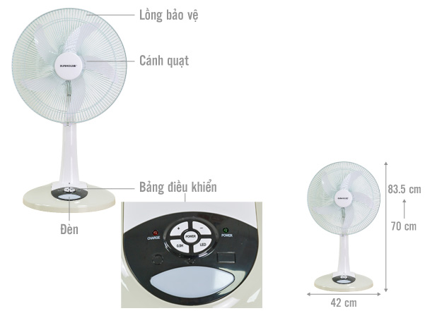 Quạt cây sạc tích điện Sunhouse SHD7228