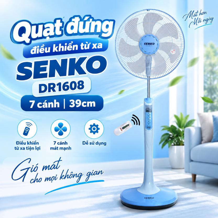 Quạt đứng điều khiển từ xa Senko DR1608 7 cánh 39cm