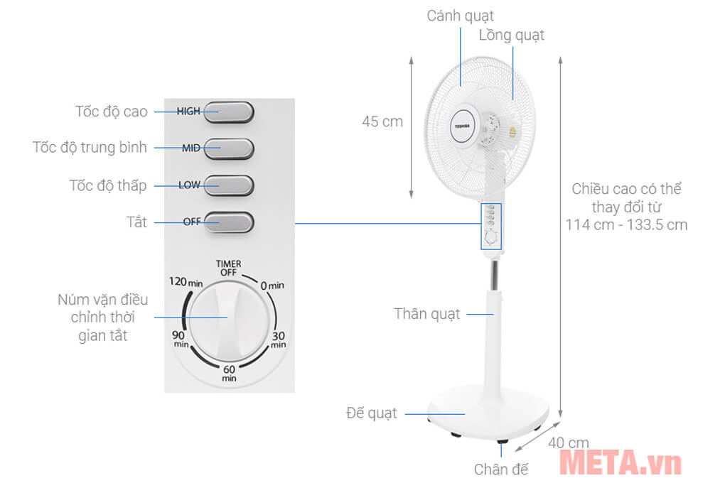 Quạt đứng Toshiba F-LSA10VN 5 cánh 50W