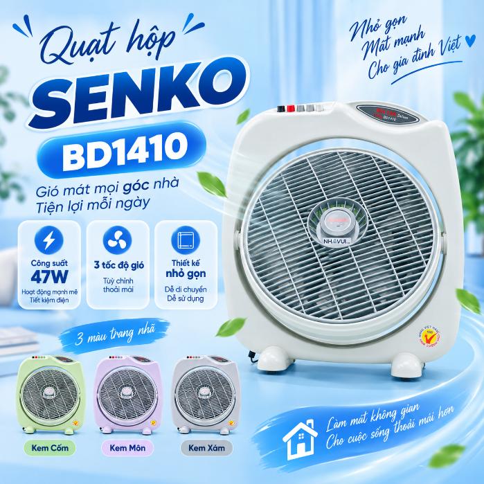 Quạt hộp Senko BD1410 47W 3 tốc độ gió màu Kem Cốm, Kem Môn, Kem Xám
