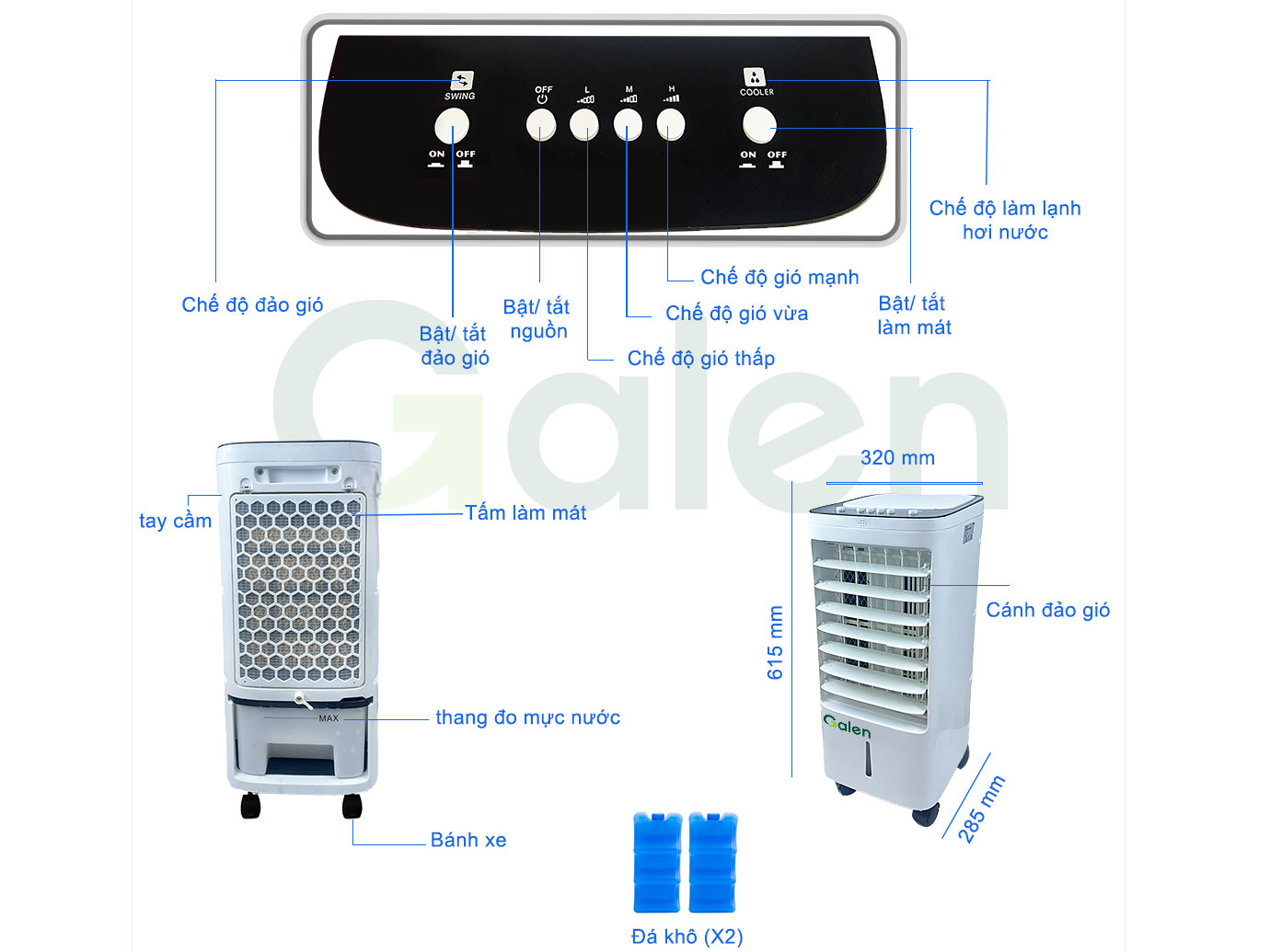 Quạt làm lạnh không khí Galen G020 bình 4 lít