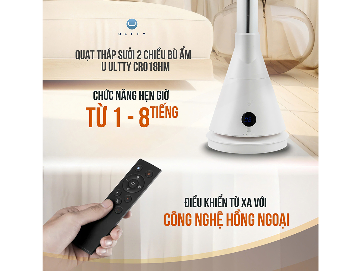Quạt tháp 2 chiều làm mát, sưởi ấm và bù ẩm Ultty SKJ-CR018HM
