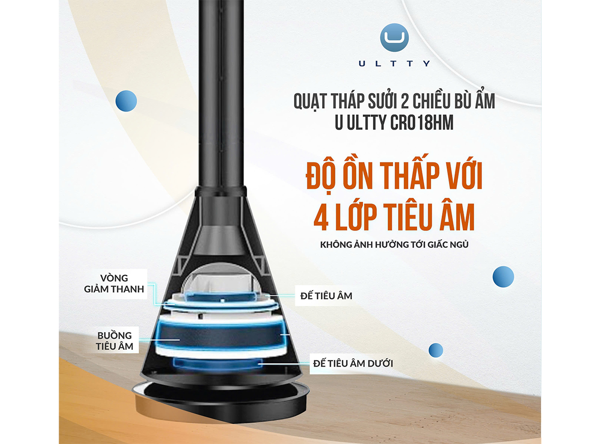 Quạt tháp 2 chiều sưởi và làm mát U Ultty SKJ-CR018HM, có bù ẩm