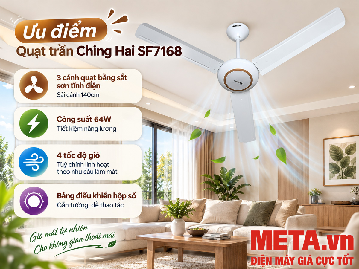 Quạt trần Ching Hai SF7168 3 cánh 140cm