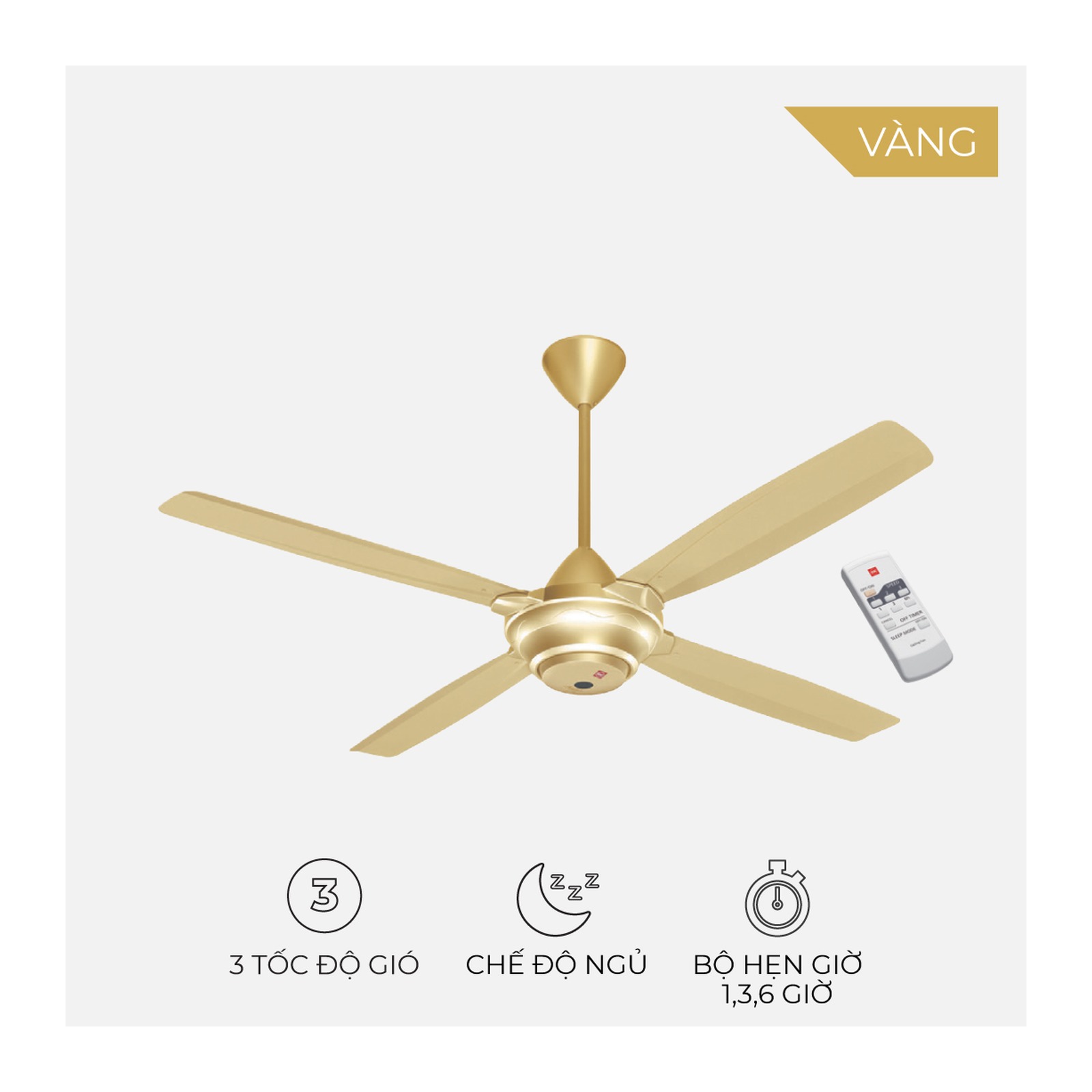 Quạt trần KDK M56XR 4 cánh có remote chính hãng