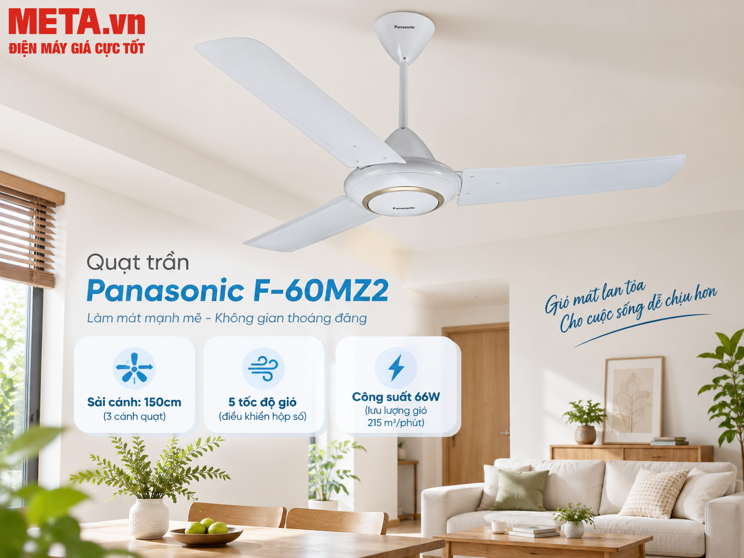 Quạt trần Panasonic F-60MZ2 3 cánh 150cm