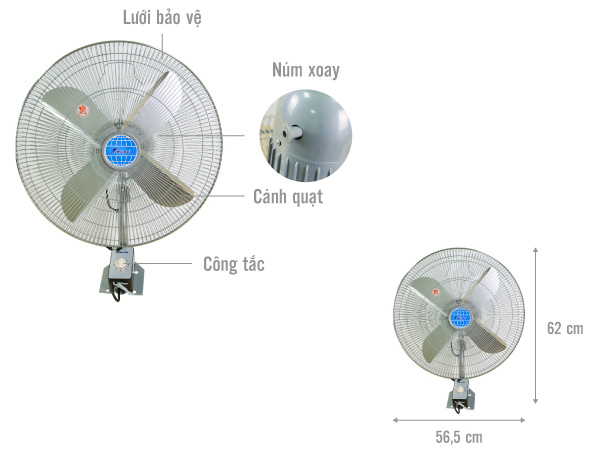 Quạt treo tường công nghiệp Ching Hai W9299 sải cánh 50cm
