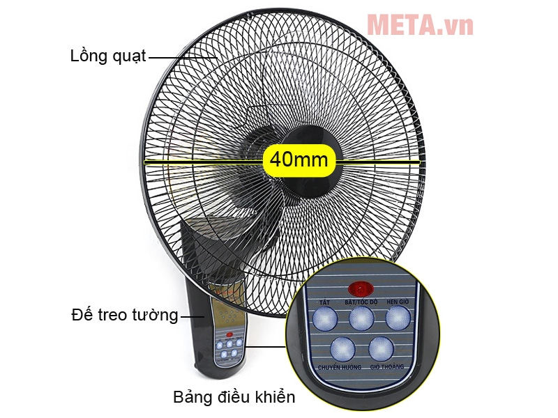 Quạt treo tường Vinawind 400X-HĐ có điều khiển