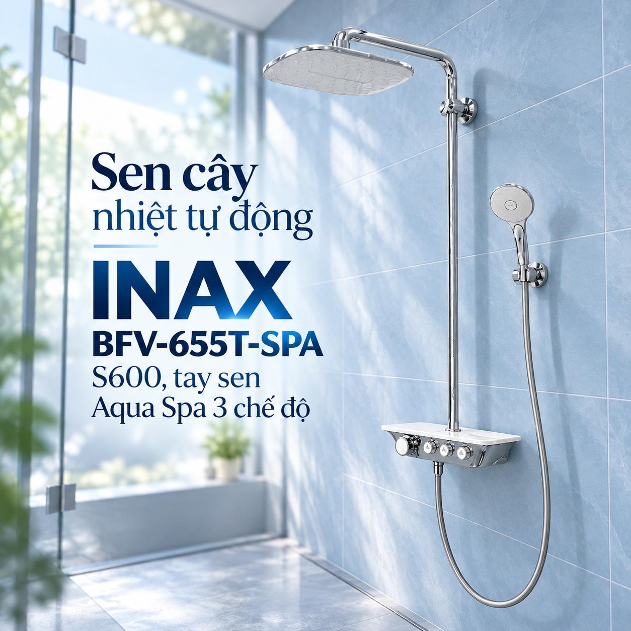 Sen cây nhiệt tự động INAX BFV-655T-SPA kết hợp tay sen Aqua Spa