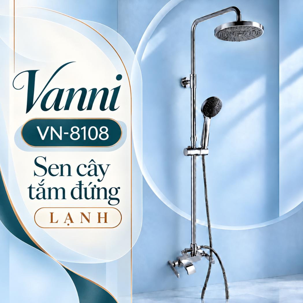 Sen cây tắm đứng lạnh Vanni VN-8108 Đồng thau mạ chrome 3 chế độ