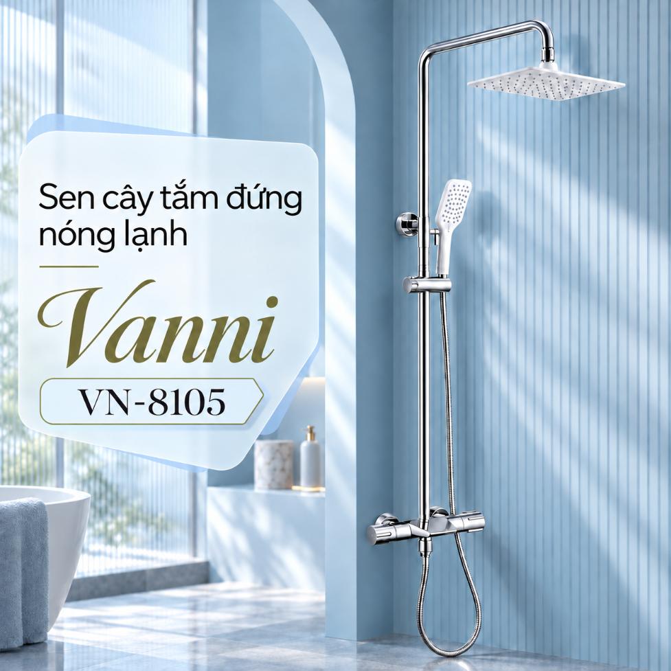 Sen cây tắm đứng nóng lạnh Vanni VN-8105 3 chế độ đồng thau mạ chrome
