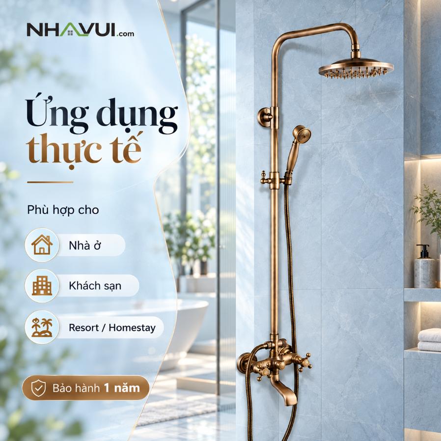 Sen cây tắm đứng nóng lạnh Vanni VN-8119 Đồng thau