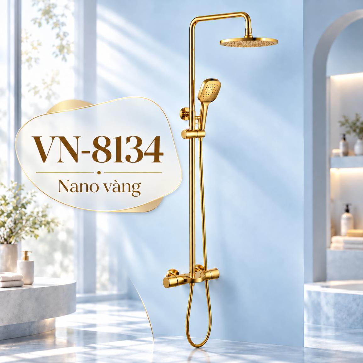 Sen cây tắm đứng nóng lạnh Vanni VN-8134 Đồng thau mạ vàng