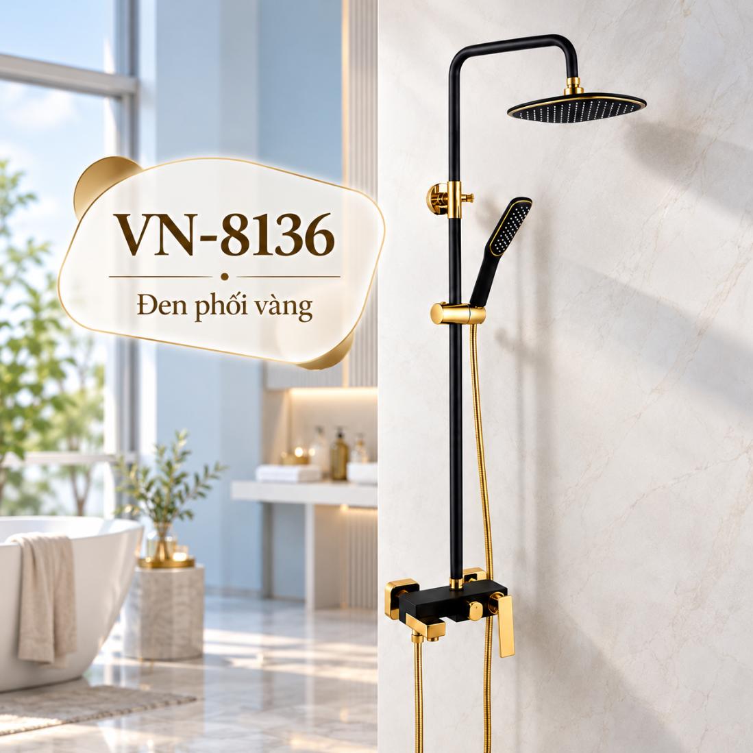 Sen cây tắm đứng nóng lạnh Vanni VN-8134 Đồng thau mạ vàng